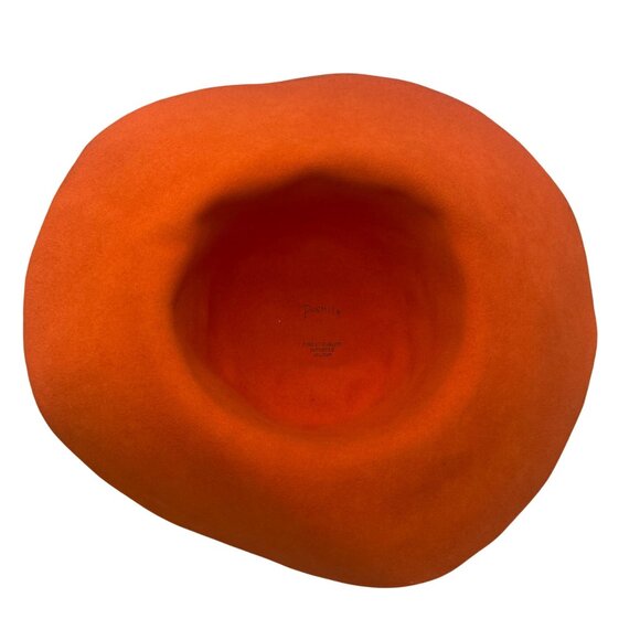 Premier Womens Orange Velour Floppy Hat Elegant Wide Brim Imported Vintage Style - Picture 6 of 10